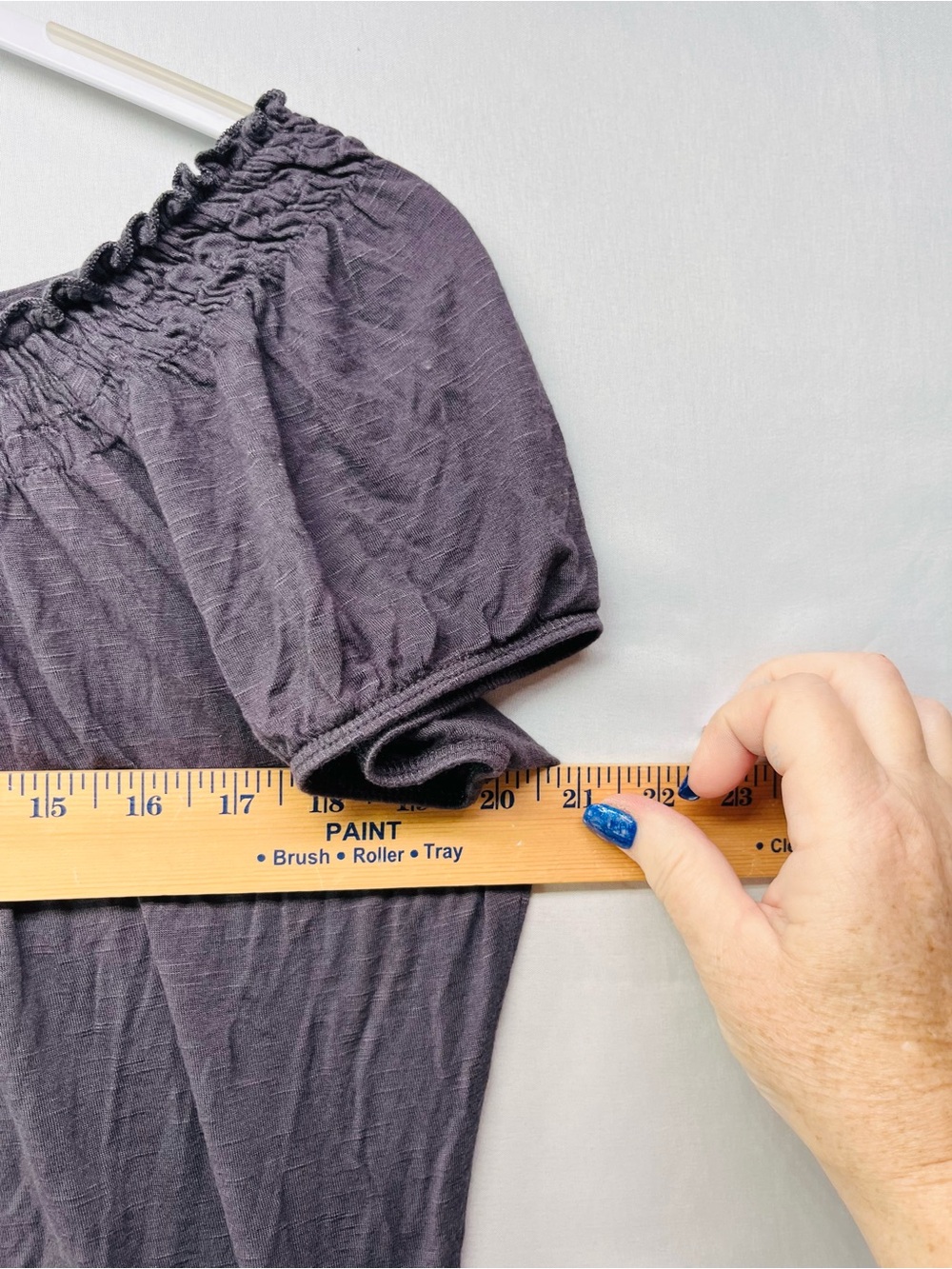 Carol Rose Smocked Off-Shoulder Short Sleeve Top - Slate Purple - Picture 4 of 6